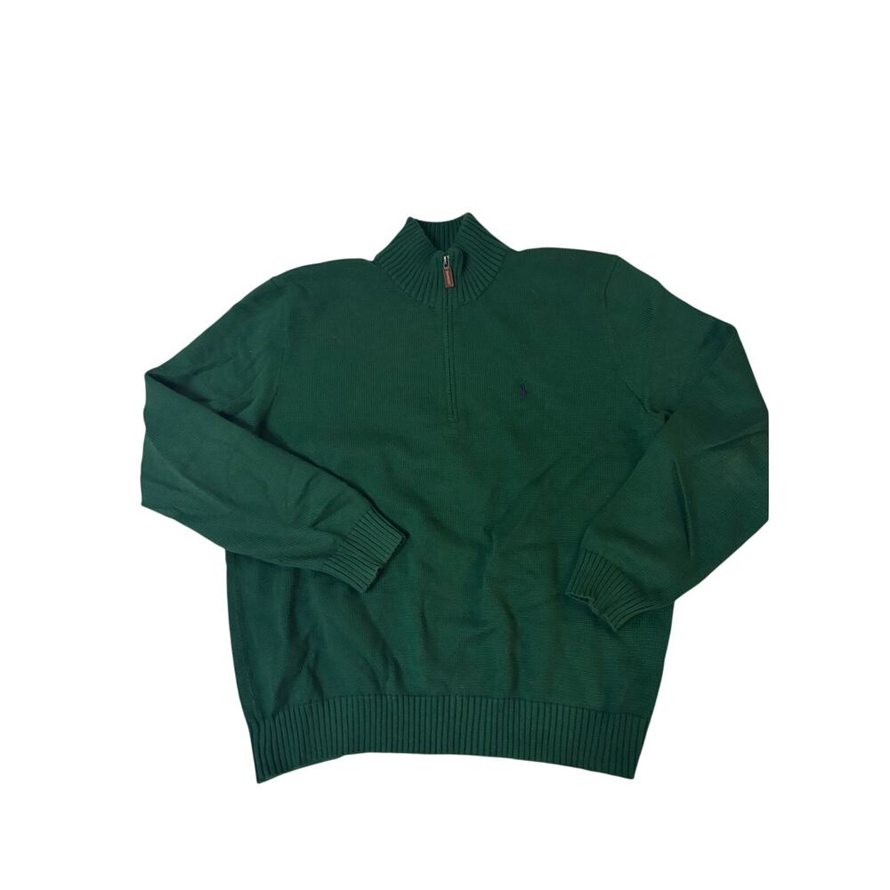 Ralph Lauren xl hunter green 100 cotton 3/4 zip sweater like new condition euc